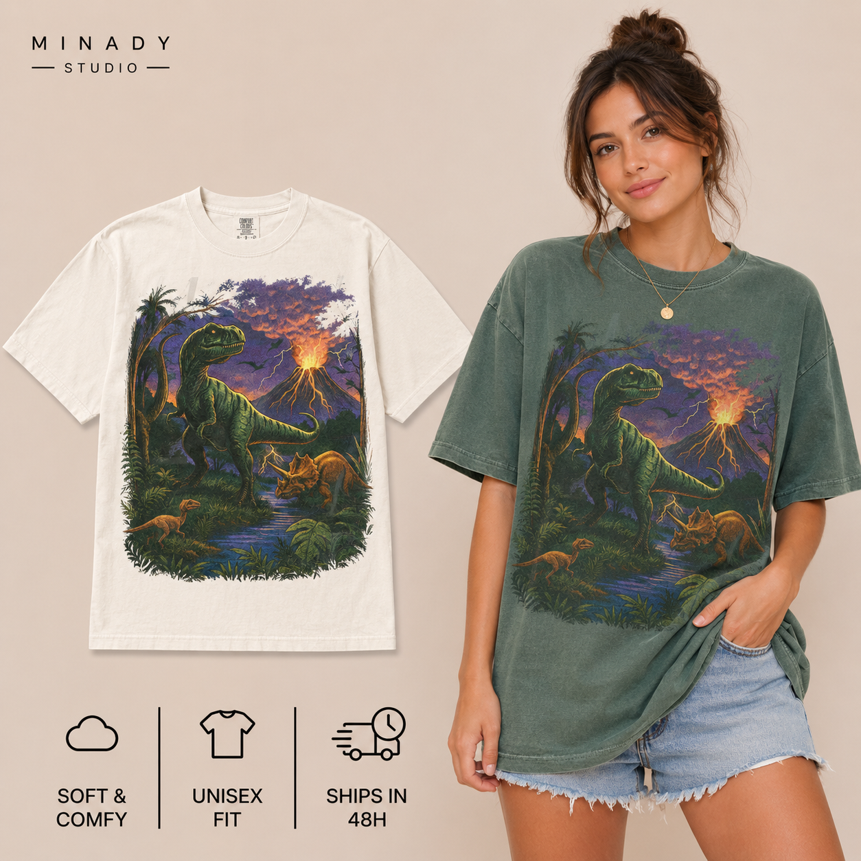 Vintage Jurassic dinosaur 90s graphic